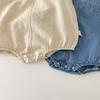 Unisex Baby Bear Denim Romper - Summer Snap Crotch Crawling Suit