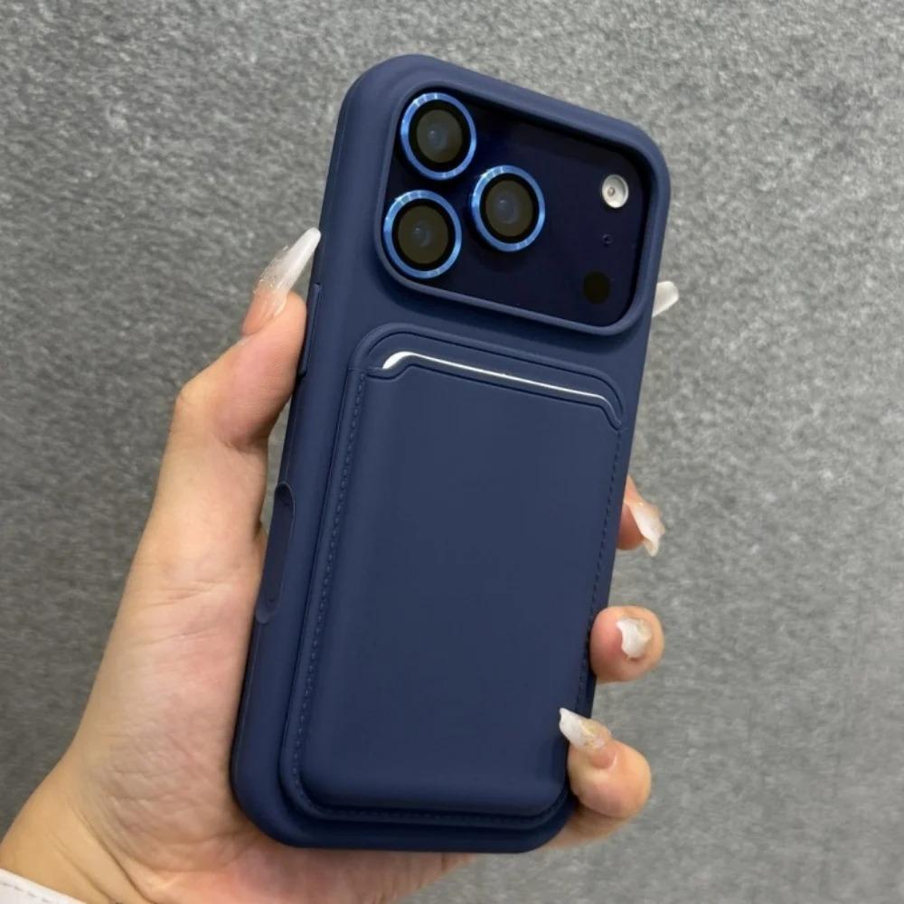 Магнитный чехол из жидкого силикона для iPhone 16 17 1 14 13 12 11 Pro Max с карманом-кошельком, противоударная крышка