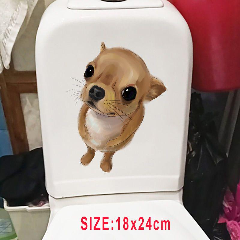 Милые наклейки на сиденье унитаза с изображением собак, самоклеящиеся наклейки с животными, украшение для туалета, водонепроницаемая наклейка