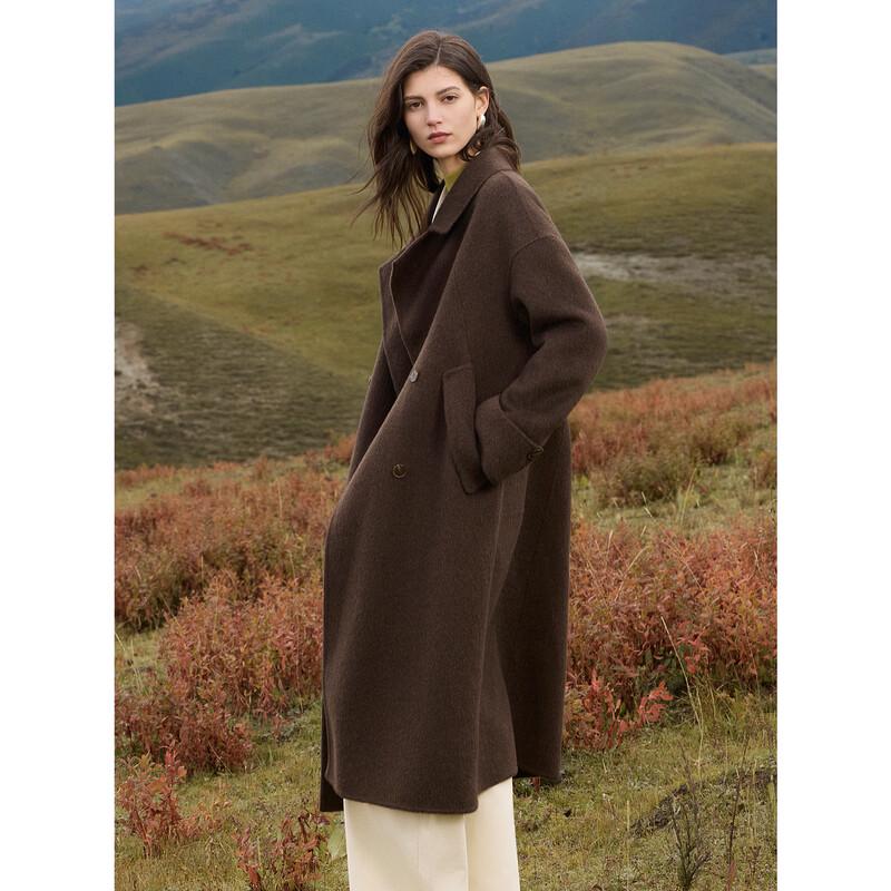 ELLE Женское двустороннее длинное пальто из овечьей шерсти