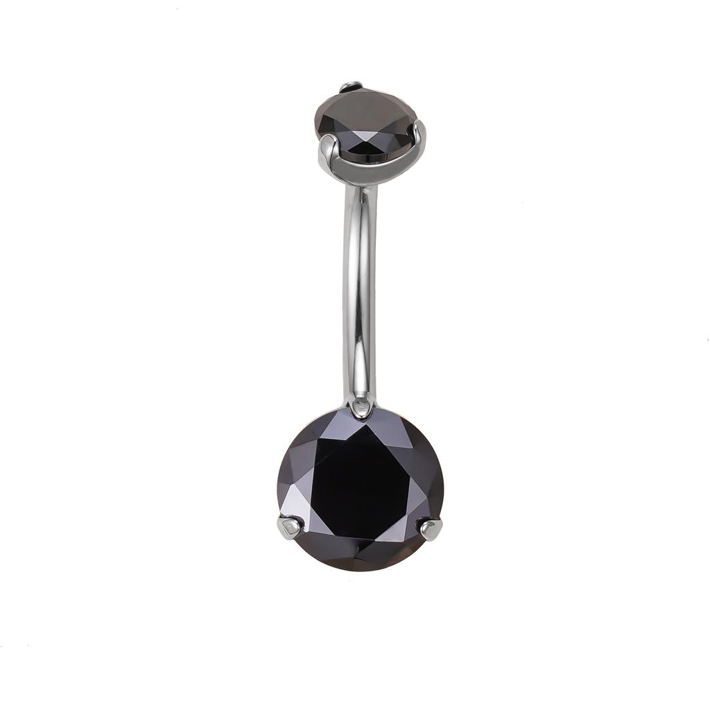 Fashion Navel Curves Belly Button Ring ASTM F136 Titanium Navel Piercing Prong Set Double CZ Gem Piercing Body Jewelry