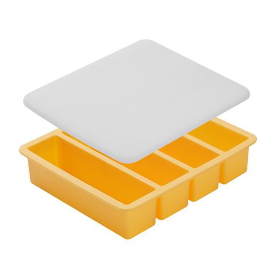 Форма для льда с крышкой Силиконовые формы для льда для морозильной камеры Штабелируемая Большая квадратная форма для льда для коктейлей, сока, кофе 4 ячейки Форма для приготовления кубиков льда