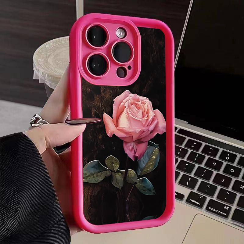 Для iPhone 17 16 15 Pro Max 14 13 12 11 17 Air Case Эстетичный Чехол с Розовым Цветочным Рисунком Для iPhone 16E 7 8 Plus SE2 Ударопрочный Мягкий Чехол
