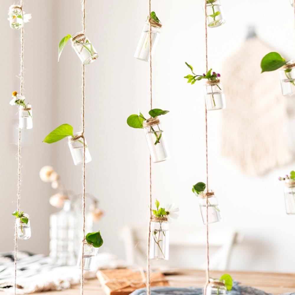 Nordic Home Decor With 8 Mini Bottle 1 Strings Glass Vase Hanging Vase Wind Chimes
