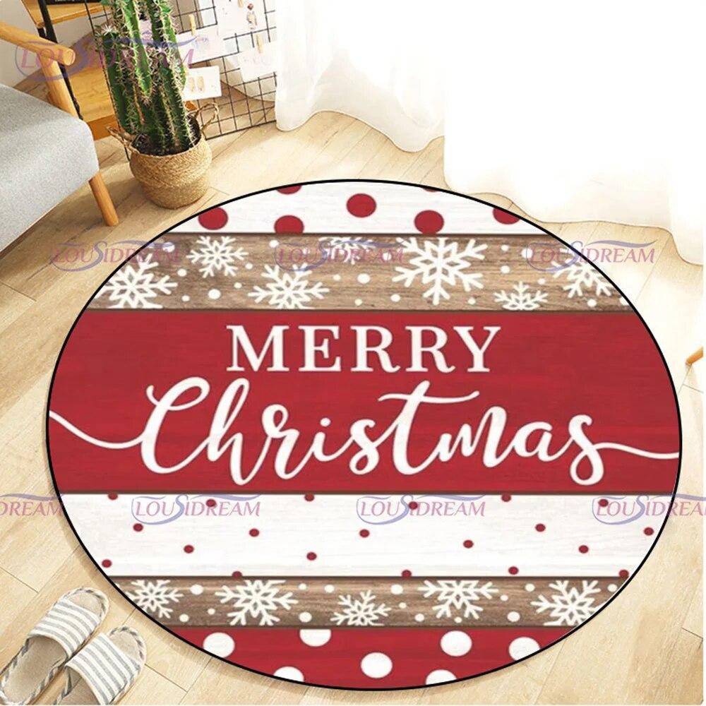Рождественский круглый ковер со снеговиком, коврик для гостиной, кухонный коврик, ковер с Санта-Клаусом, коврик для пикника, декор детской комнаты