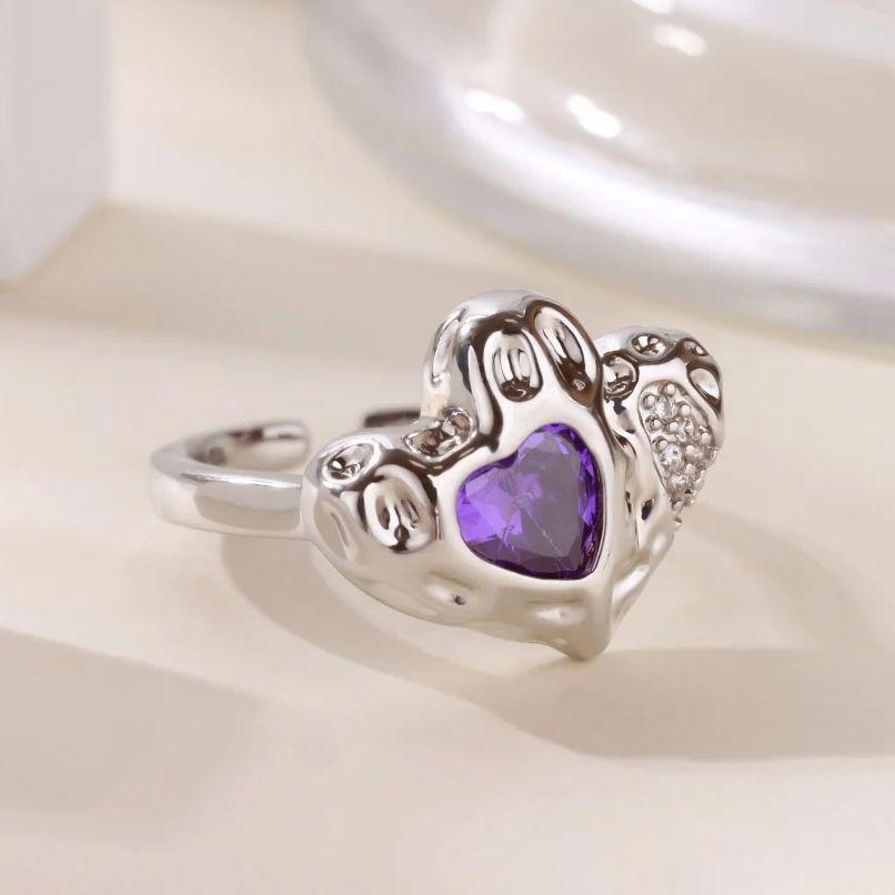 Кольца с геометрической текстурой циркона в форме неправильного сердца для женщин, золотистого цвета, из нержавеющей стали, кольцо-сердце, свадебное, рождественское украшение, подарок