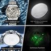 OLEVS New Mens Watches Classic 7 Hands Steel Strap Moon Phase Chronograph Date Waterproof Multi-function Quartz Wristwatch 3653