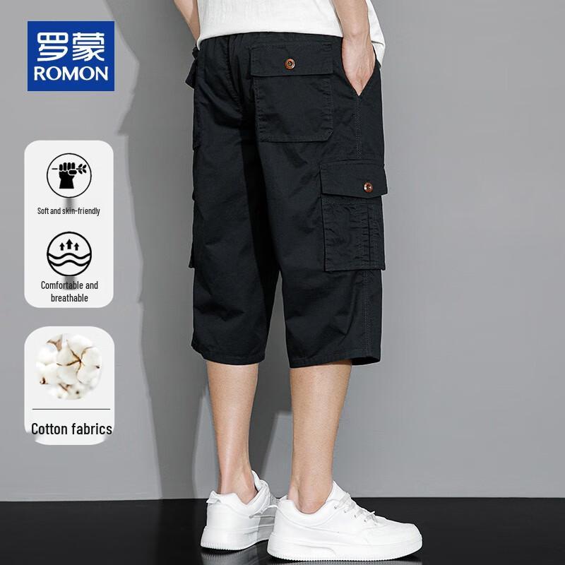 ROMON Men's Summer Breathable Cotton Casual Shorts