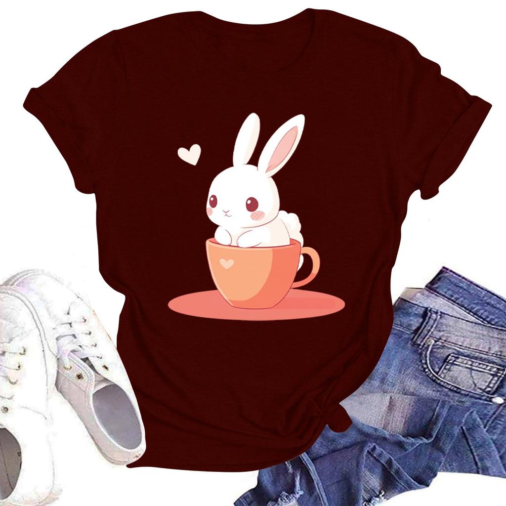 Женская повседневная футболка с круглым вырезом и короткими рукавами с принтом