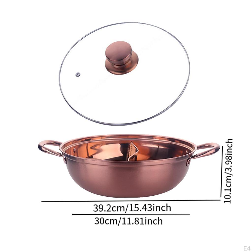 Разделенный горшок для супа с двумя ушками, легко моющийся, ароматный китайский суп-тушеное мясо с овощами Шабу для