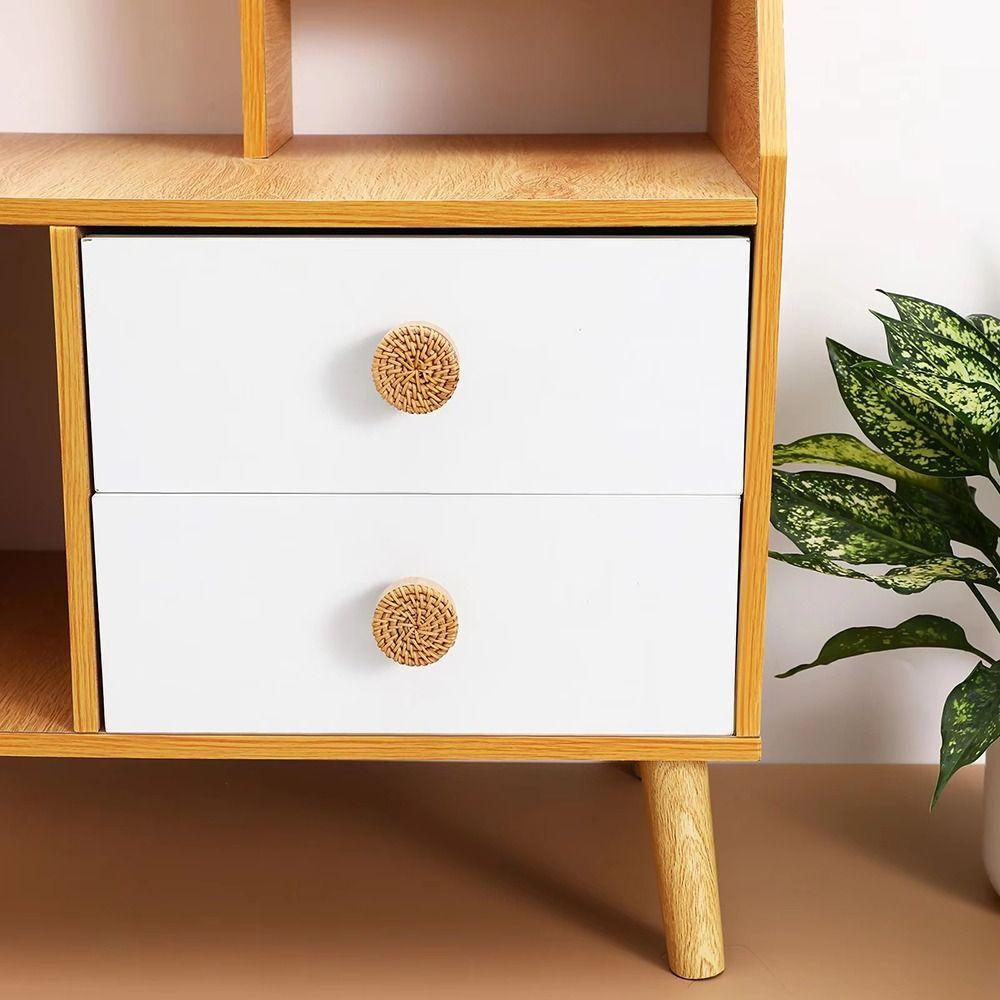 2/4/6/8Pcs Round Cabinets Dresser Handles Wooden Door Pulls Furniture Hardware Accessories