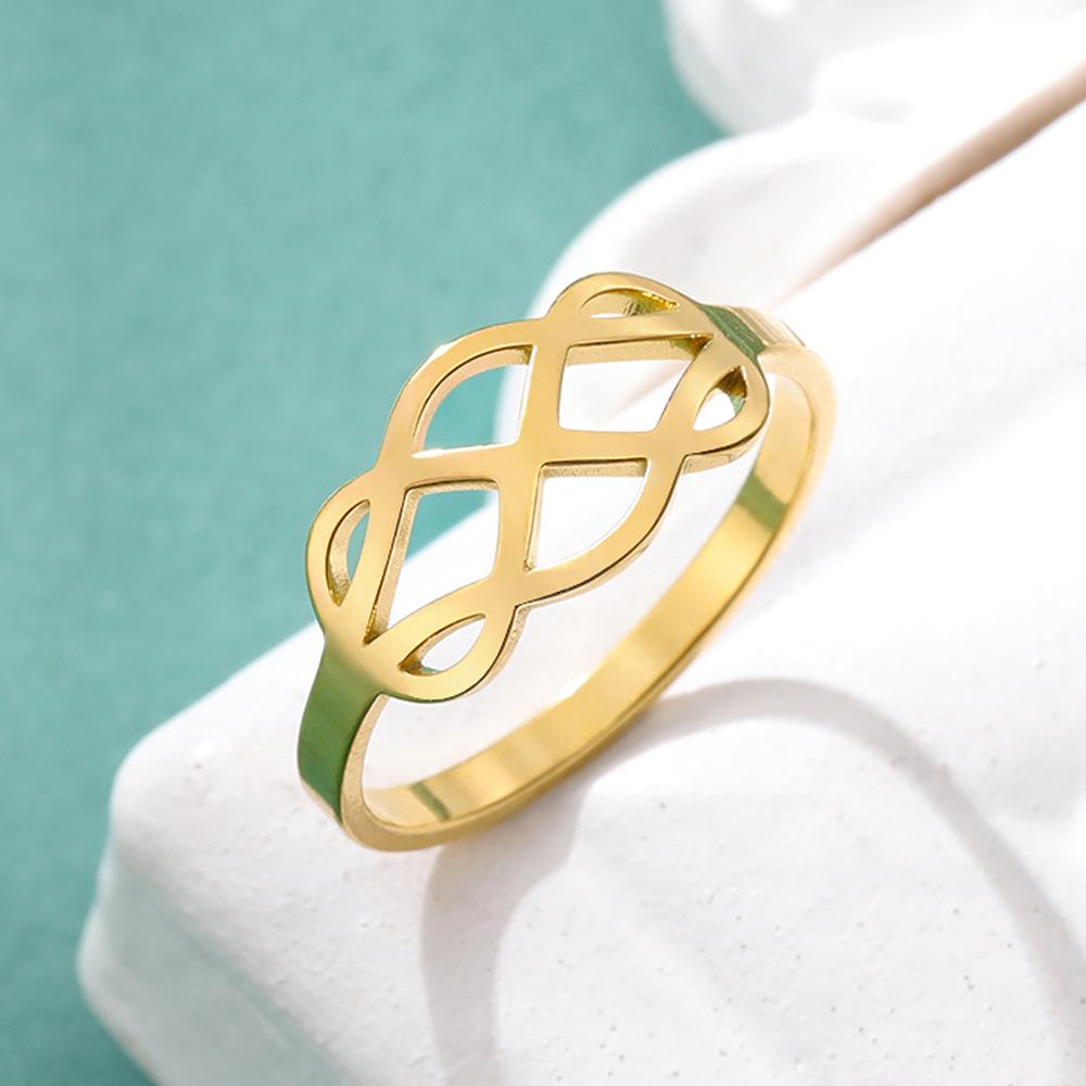 Dawapara Trinity Celtics Knot Ring Irish Love Heart Friendship Promise Engagement Ring Stainless Steel Wedding Band