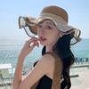 Hat Women's Summer Small Clear Straw Hat Bow Streamer Beach Hat Summer Vacation Sun Hat