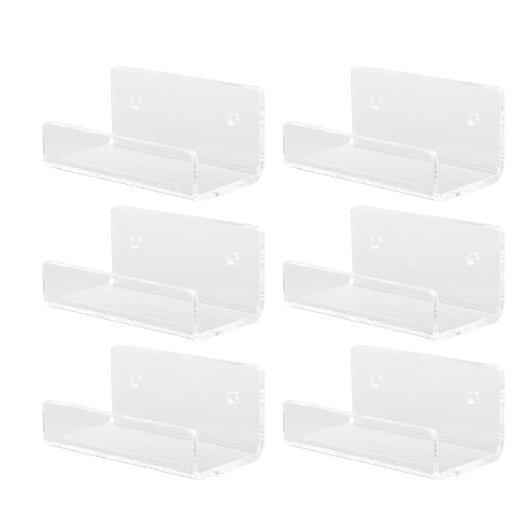 6Pcs Wall Mount Vinyl Record Shelf Clear Clear Acrylic Record CD Storage Rack Floating Wall Shelves