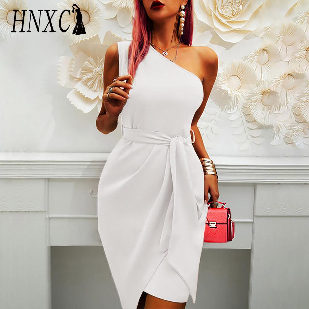 HNXC Женская мода лето весна однотонный принт без рукавов с высокой талией повседневные платья