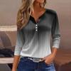 Жен. Футболка Футболка С принтом Пуговицы Рукав 3/4 Повседневные Выходные Мода Классический V-образный вырез Обычный Топ