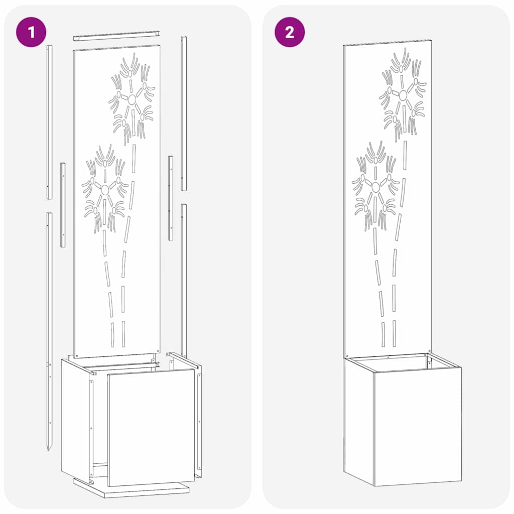 Garden Privacy Screen Floral Silver 32 x 32 x 150 cm