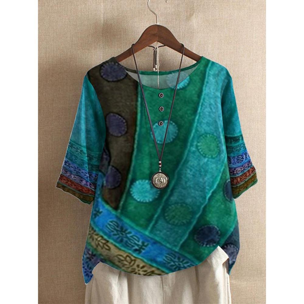 GMXIA Women's Loose Fashion Loose Digital Print Casual Top