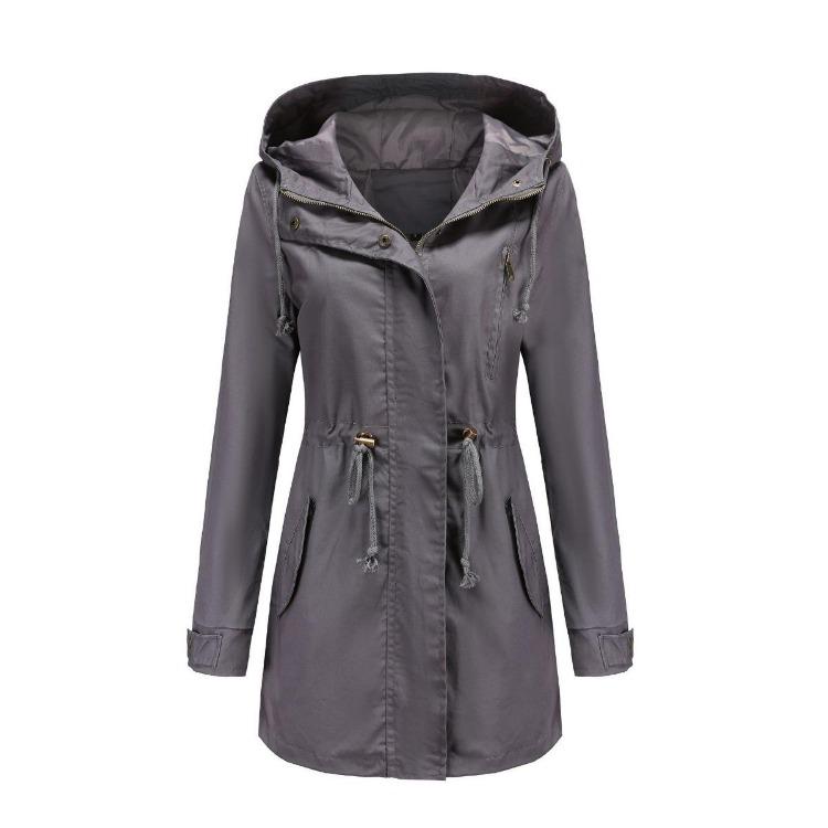 Plus Size Cotton Hooded Trench Coat Women Loose Solid Color Outerwear Spring Autumn New