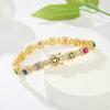 Luxury Copper Jewelry Women Bracelets 14K Gold Plated Square Multicolor Zircon Bracelet