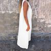 Women Dress 3D Rose Decor Shoulder Strap Sleeveless Pleated Slip Dress Loose Solid Color Backless Maxi Dress for Beach Party Datings