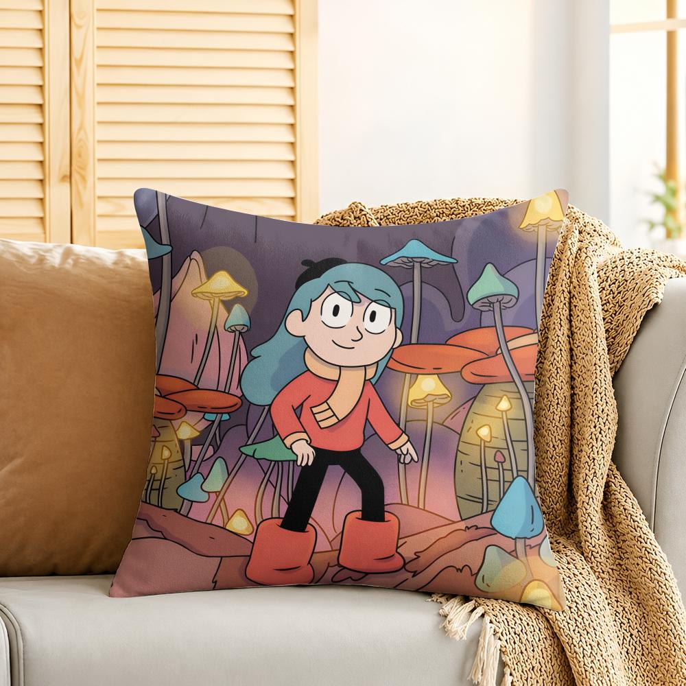 Cute Cartoon HHilda Cushion Cover Silky Short Plush Invisible Zipper Dustproof Sofa Pillow Case For Home Decor