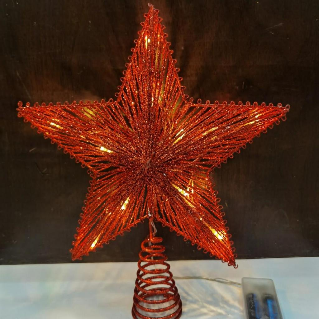 LED Glittering Rattan Wrought Iron Christmas Tree Topper Ornament