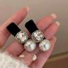 Pearl Rhinestone Retro Small Hair Side Clips Elegant Simplicity Duckbill Clip Black Hairpins Side Clip Barrette Hair Accessories