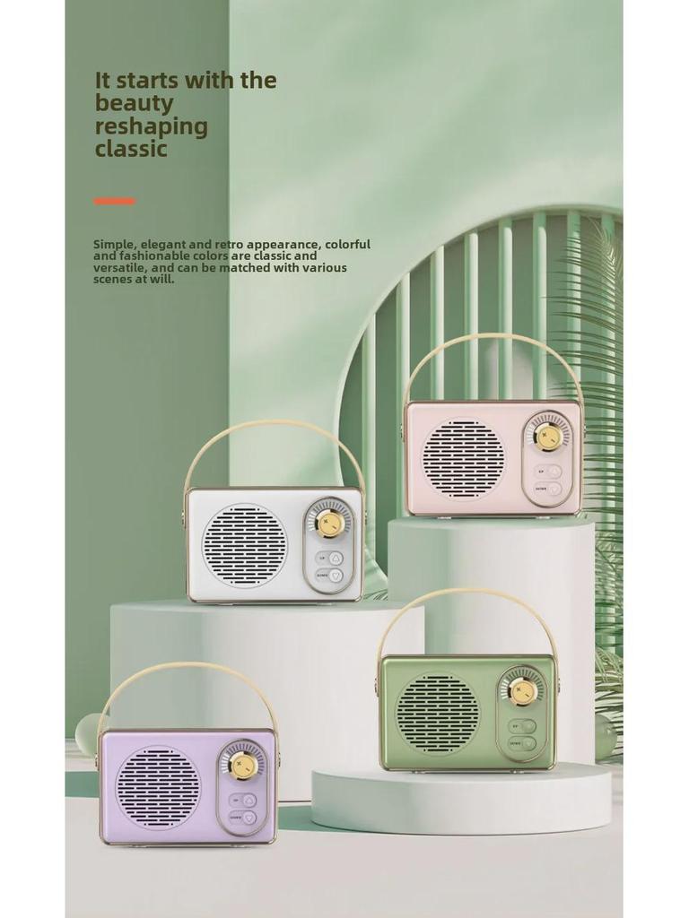Ретро-динамик Bluetooth с портативным сабвуфером для использования на открытом воздухе – Мини-дизайн с USB и доступом к карте памяти, идеальный аудиоподарок для девушки