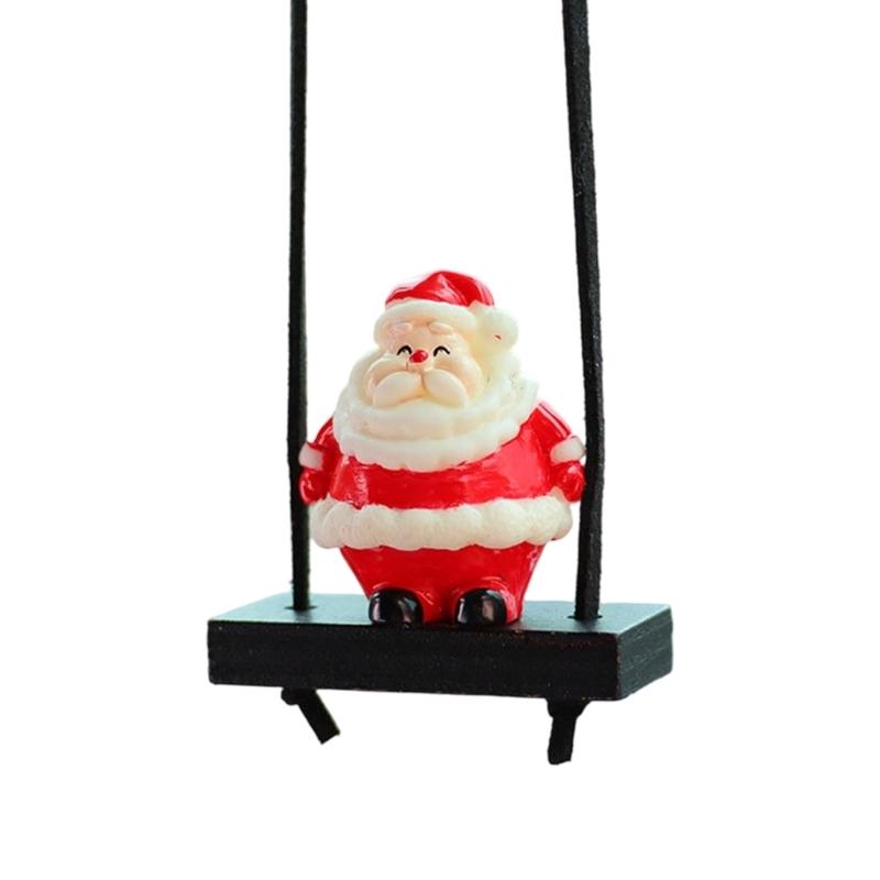 Festival Swinging Santa Auto Mirror Hanging Decoration Resin Christmas Ornament For Car Home Decoration