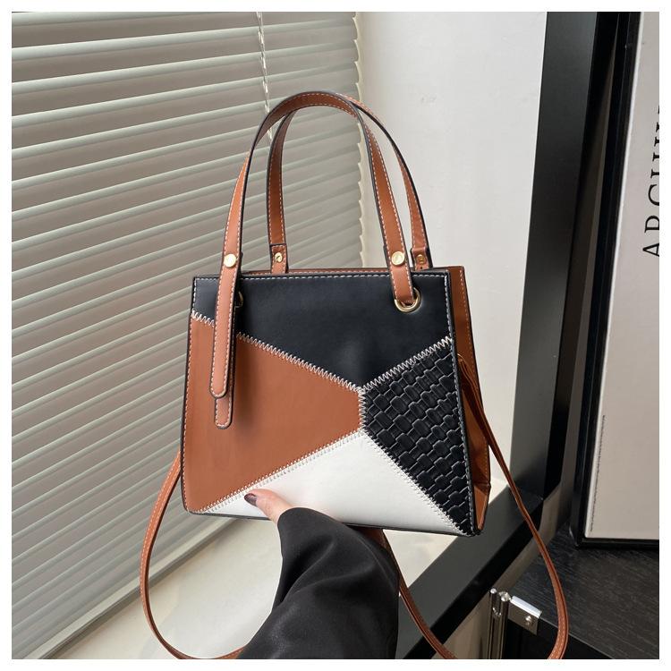 Women's Bag 2025 New Trendy Handbag Korean Version Personalized Contrasting Color Splicing Large-capacity Fashionable Shoulder Messenger Bag