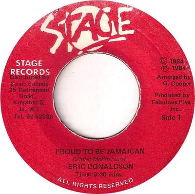 7-дюймовая пластинка ERIC DONALDSON Proud To Be Jamaican NONE Stage Records 1984 Ямайка Регги Ска Даб Б/у