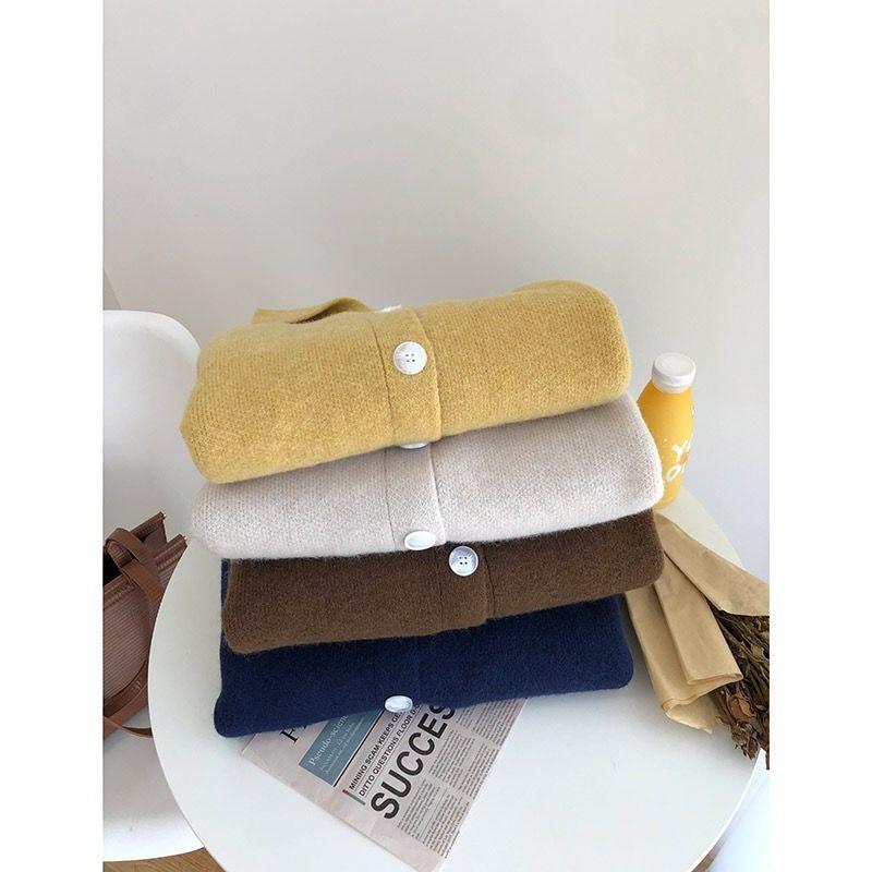 Винтажный вязаный кардиган, женский корейский модный свитер большого размера, элегантный свободный повседневный универсальный топ с длинными рукавами, куртка