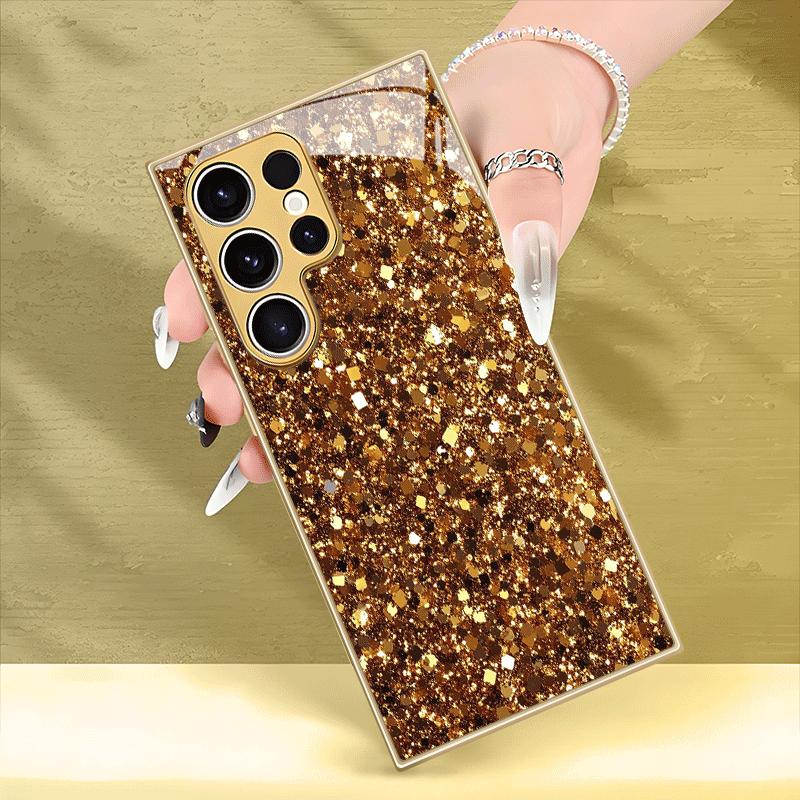 Закаленное стекло с золотым блестящим узором для телефона Samsung Galaxy S26 S25 S24 S23 S22 S20 fe/plus/ultra Противоударное