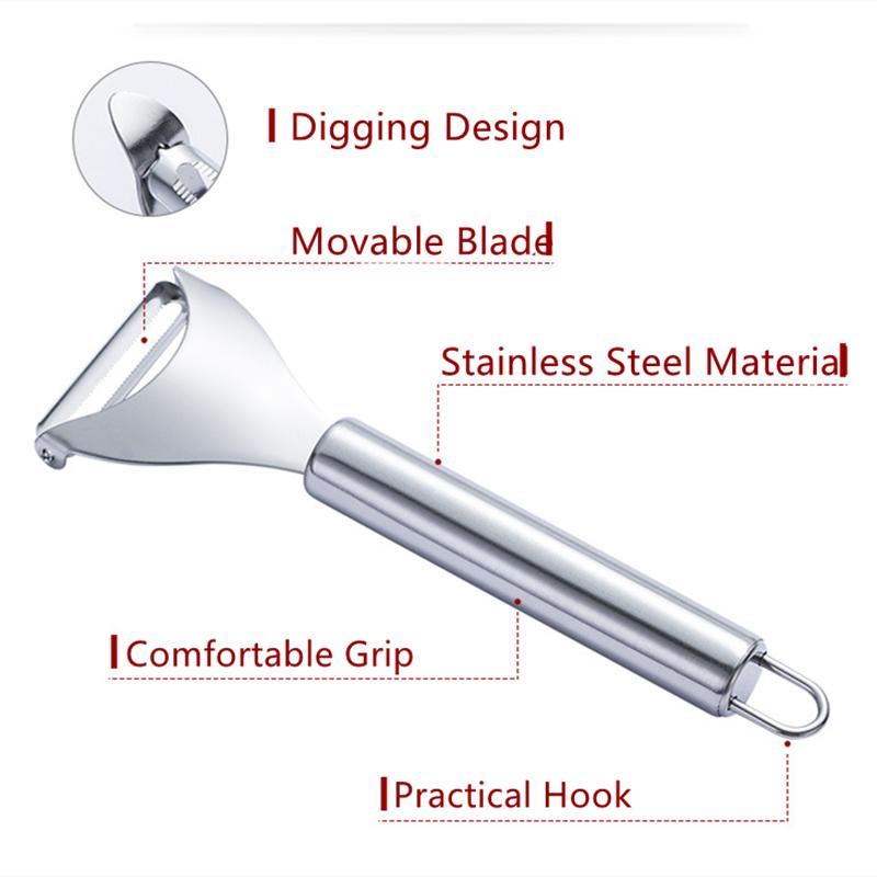 Двусторонняя овощечистка из нержавеющей стали для картофеля и яблок, нож для чистки моркови, фрукторезка, острая терка, кухонные гаджеты