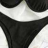 2Pcs/Set Women Sexy Bikini Set Solid Color One-shoulder Bra High Waist Briefs