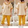 Capris Short Sleeved Pajamas for Women In Summer Cotton Cartoon Cute Casual Home Clothing Set