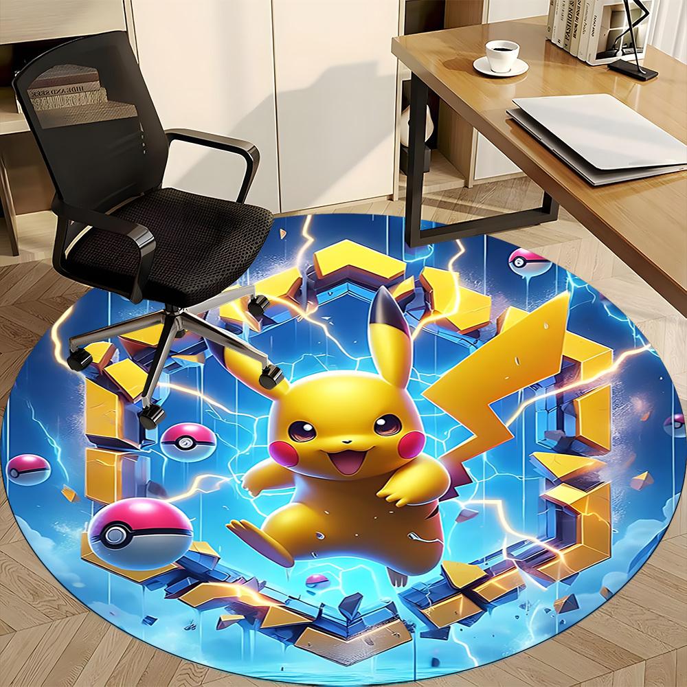 1 шт. Пикачу, Коврик-стул Pokémon для офиса, Нескользящий, Машинная стирка, Ковер для офиса, комнаты - Праздничный декор - Машинное производство yy251017295