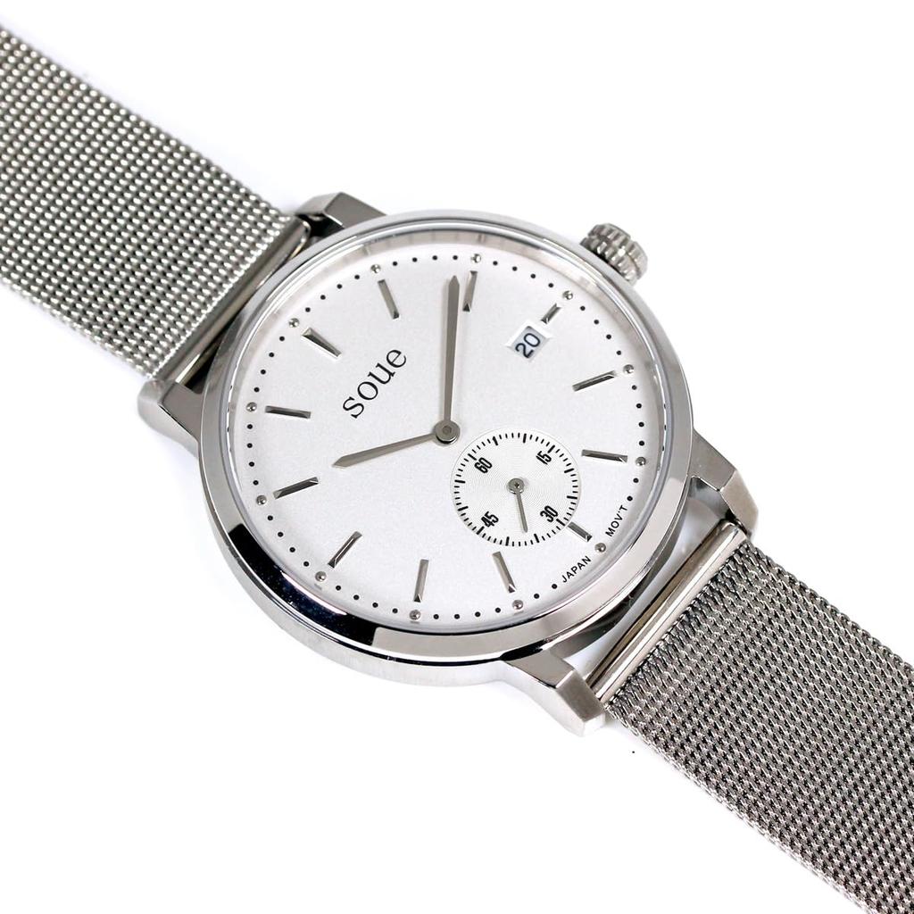 SOUE Pair Watch Classics Pair Watch Pair Couple 38mm Size Stainless Steel Belt Mesh Band Silver Dial [SOUE] Women's Men's Off-White