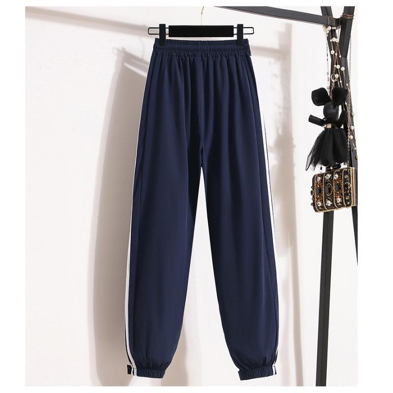 Contrasting Striped Patchwork Sweatpants High-waisted Baggy Casual Pants