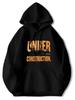 Men'S And Women'S Black Hoodie with Under Construction Print - Oversized Kangaroo Pocket Loose Fit All-Season Sweatshirt Soft Brea