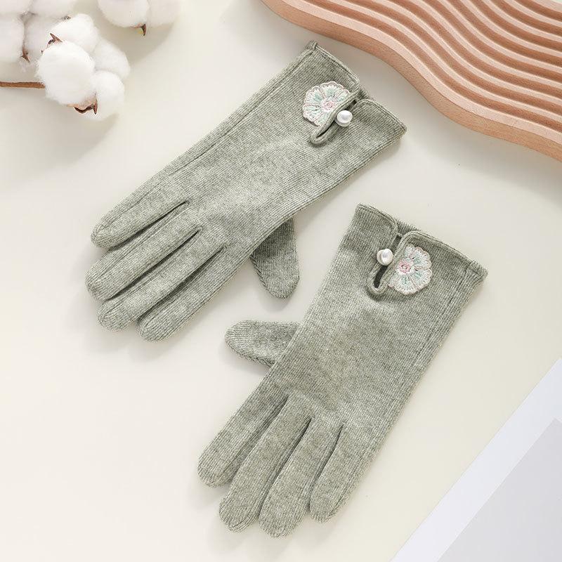 Осенне-зимние перчатки для женщин, тонкие эластичные из немецкого бархата, для активного отдыха, езды на велосипеде и вождения, с сенсорным экраном, зимние теплые перчатки из искусственной шерсти