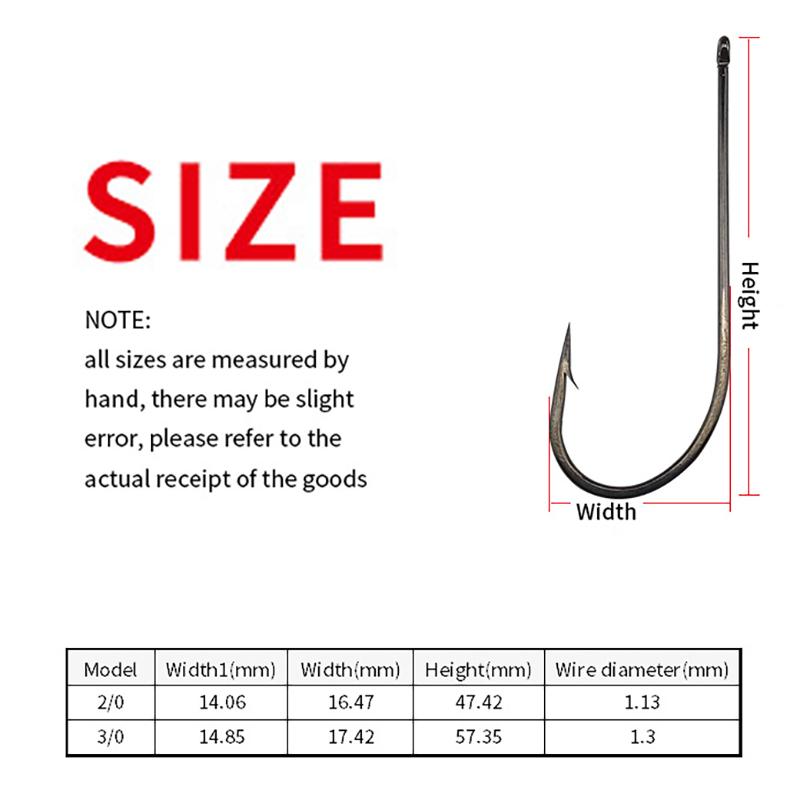 Наборы по 10 шт. Крючки для ловли рыбы с длинным цевьем, с ушками и трубкой для оснастки – Тяжелый бородка для глубоководной/морской рыбалки