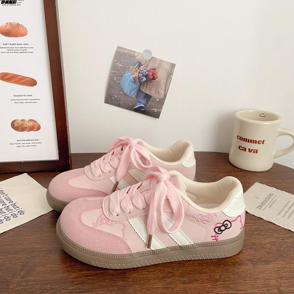 Милые вышитые туфли для моральной подготовки с кошечкой КТ, женские весенне-осенние новинки, корейские нишевые шикарные универсальные кеды, повседневные женские