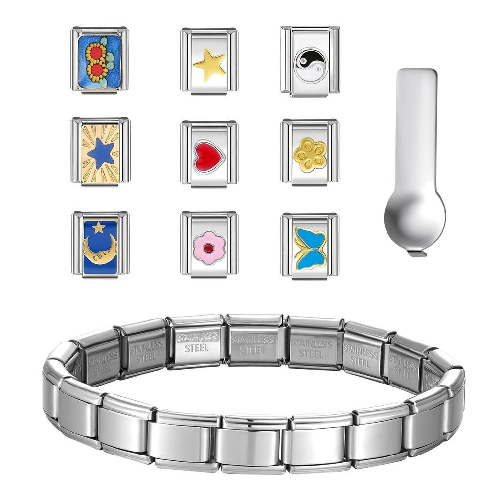 Итальянские Модульные Браслетные Соединители Ювелирные Аксессуары Текстура Нержавеющей Стали Подходит для Любителей Ювелирных Изделий