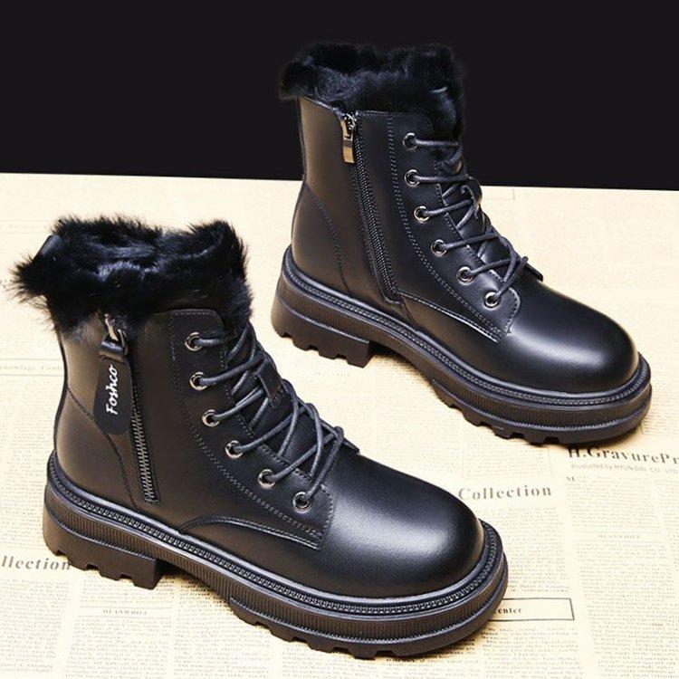 Зимние ботинки, женская обувь, новые плюшевые хлопковые ботинки, зимние ботинки на молнии, на платформе, теплые, нескользящие, удобные, для отдыха на открытом воздухе, 2025
