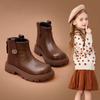 Girls Autumn and Winter New Girls Children's Boots Foreign Style Black Children's Short Boots Students Small Leather Shoes