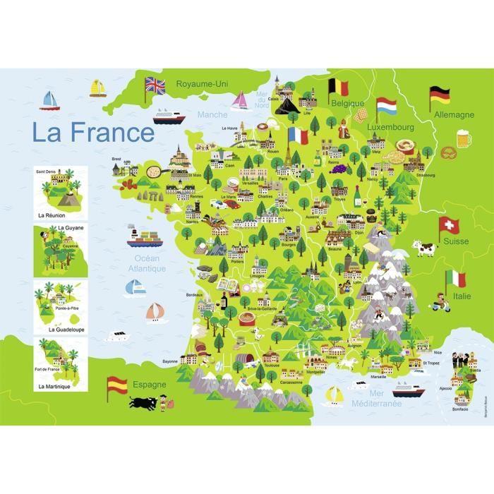 Children's Puzzle 100 Pieces - Map of France - Nathan - 3 Compartment Sorter - From 6 Years Old