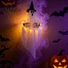 Outdoor Spooky Decor Halloween Hanging Ghost with Witch Hat, Light Up Eerie Glow for Porch Tree, Haunted House Scene Ornament Hat