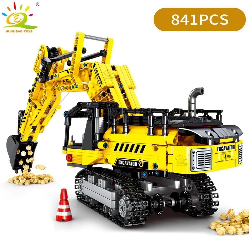 HUIQIBAO 841 деталь MOC Инженерный Экскаватор Грузовик Строительные Блоки Транспортное Средство Машина Кирпичики Городские Строительные Игрушки Для Детей Мальчиков